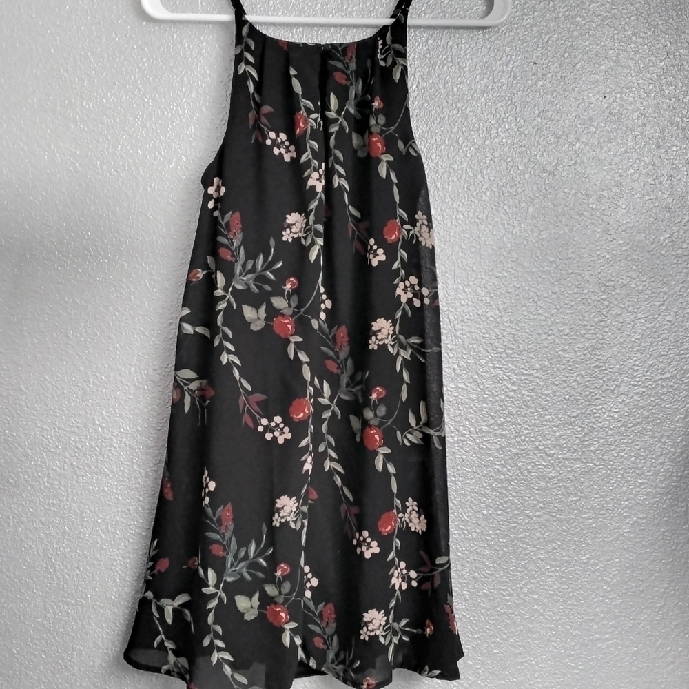 Blue Rain Juniors Black Floral Halter Dress Size XS